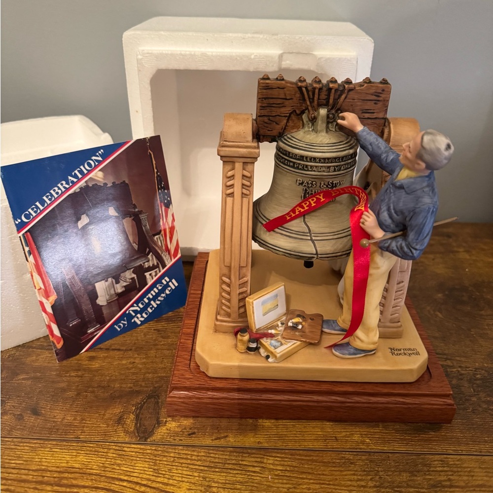 Norman Rockwell Celebration Liberty Bell Figurine 1982 Limited Ed COA Box Base